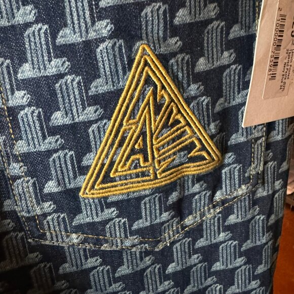 $1025 LANVIN All-Over Monogram DENIM JEANS (sz 34) - Picture 12 of 13